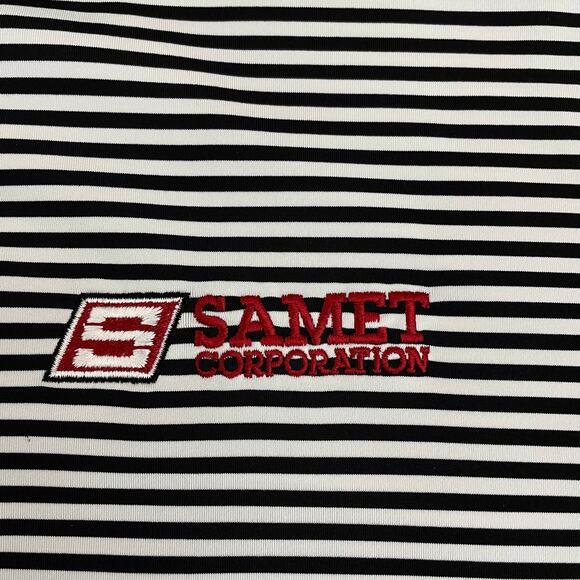 Peter Millar Summer Comfort Short Sleeve Polo Mens Sz XL Logo Black White Stripe - Picture 5 of 11